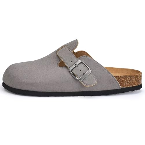 Image of Torotto Womens Clogs Cork Footbed Suede Slippers Arch Support Potato Shoes with Adjustable Buckle