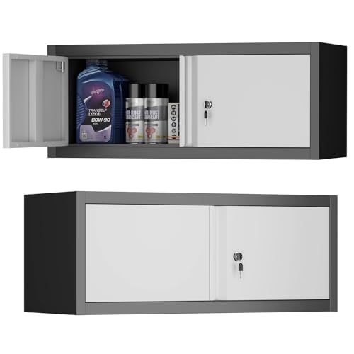 STEELIST Metal Locking Cabinet, 12.8' H Garage Cabinet Wall Mount, Steel Storage with Doors and...