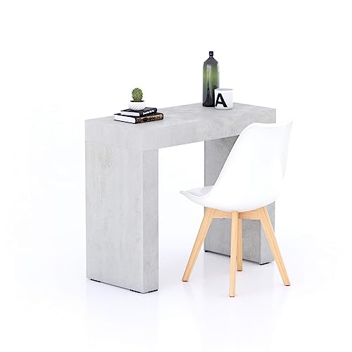 Mobili Fiver, Evolution Desk 90x40, Concrete Effect, Grey with Two Legs, Made In Italy