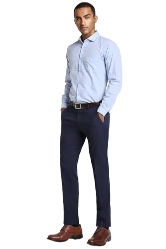 Image of Peter England Men's Micro-Checkered Formal Slim Fit Full Sleeve Shirt | Cotton Rich