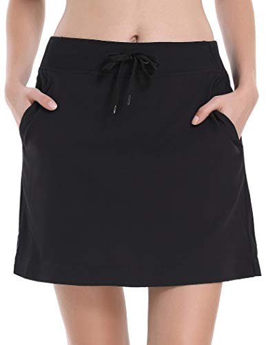 COOrun Workout Skort for Women Athletic Golf Tennis Skirt High Waist Active Skort with Short Pockets Black