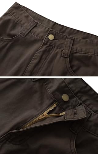 AKARMY Cargo Pants for Men Casual Outdoor Cotton Hiking Y2K Work Pants with Multi Pockets 8612 Brown 323