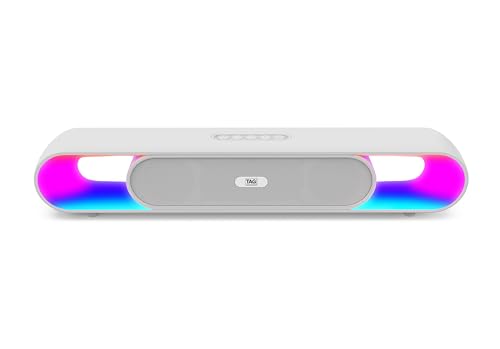 Image of TAG Kolors 16W Portable Wireless Bluetooth Speaker with Dynamic Stereo Sound | Customizable RGB LED Lights | TWS Feature | Supports Micro SD Cards, FM, USB | Comes with Inbuilt Mic (White)