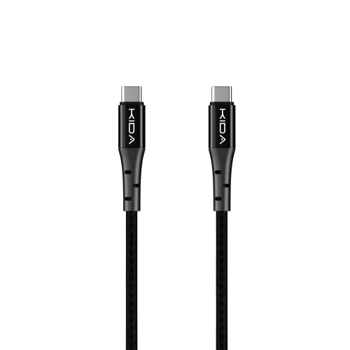 Image of KIDA 100W Type-C to C Fast Charging Braided Cable With 480Mbps Data Transfer Rate, Tested Durability With 10000+ Bends For MacBooks & Smartphone 2M, Red