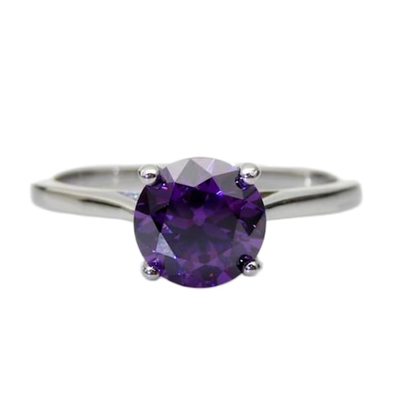 Bague améthyste naturelle argent 925 solitaire anneau diamant LK_DHR_0916