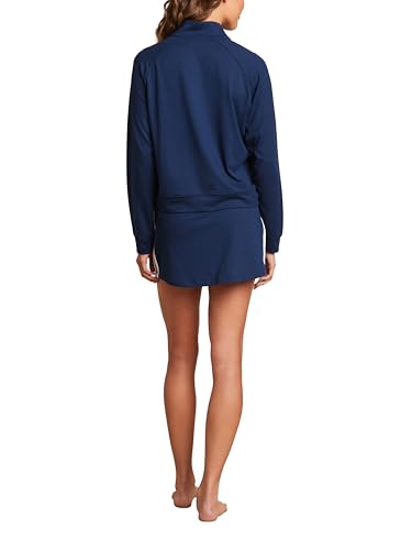 Barefoot Dreams Women's Malibu Collection Butterchic 1/2 Zip Pullover with Stripes3