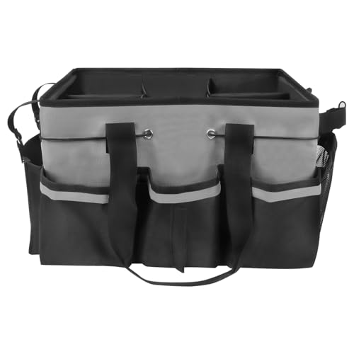Große Reinigungs Caddy Organizer, Tragbare Putzmittel Organizer mit Griff und Verstellbaren Schultergurt, Aufbewahrungstasche für Reinigungsmittel, Haushaltstasche für Zuhause Auto Einkaufen (Grau)