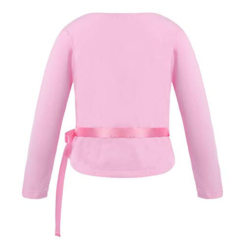 Kids Girls Classic Long Sleeve Dance Crop Tops Ballet Wrap Shrug Sweater Crossover Cardigan Sport Over Top2