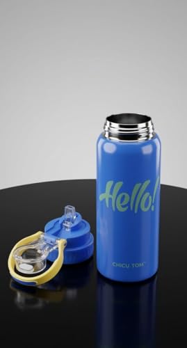 Image of Water Bottle with Straw Lid | Leakproof BPA Free Sipper Bottle for Girls and Boys | Reusable Drinking Bottle for School, Gym & Travel (600ml) (Blue)