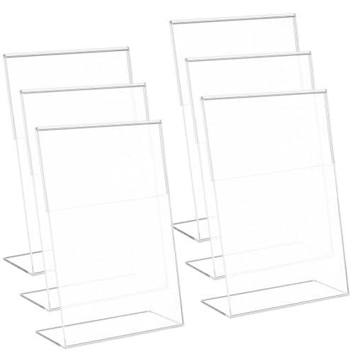 Image of Shuban Acrylic Sign Holder L Shape Double Sided Portrait Style Menu Ad Frame Display Stand (L- Shape 04 x 06 Inch-(6Pcs))