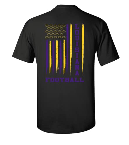 Louisiana Football USA Flag Unisex Short Sleeve T-Shirt-Black-Large