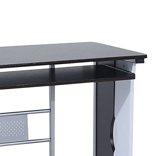 HOMCOM Computertisch Winkelschreibtisch mit Schubladen Schreibtisch Bürotisch Anti-Rutsch Metall MDF Schwarznuss+Silber… – Bild 6