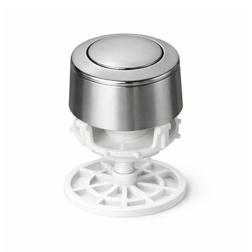 Pulsador cisterna universal descarga simple para WC, Recambio para cisternas, Pulsador de inodoro, Descarga única, Acabado cromado, Diámetro de 36 mm FLUVIA