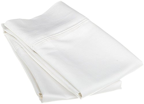 Crafts Lino algodón Egipcio 500-thread-count satén 2Qty pillowcover Super King (50 cm X 90 cm), Color Blanco sólido