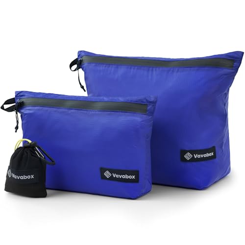 Image of Vavabox Lightweight Travel Toiletry Bag for Women, Water-Resistant Nylon Zipper Travel Pouch, Travel Essentials for Men Camping Gym (Dark Blue, 3pcs)