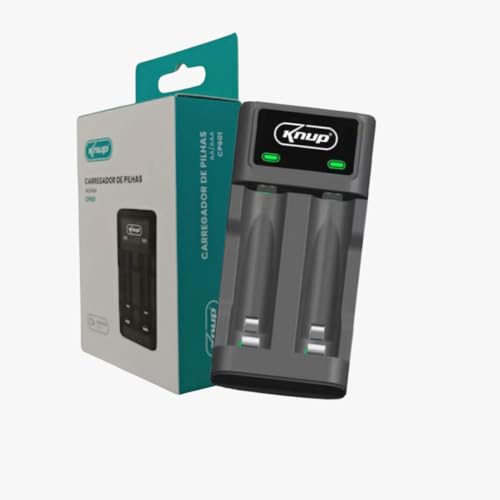 Carregador De Pilhas Aa/aaa C/led Type-c Knup 2 Canais