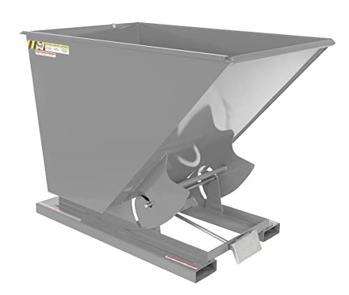 Vestil D-150-LD-GY-MG Steel Light Duty Self Dumping Hopper 1-1/2 Cubic Yard 2000 Lb. Capacity Machine Gray