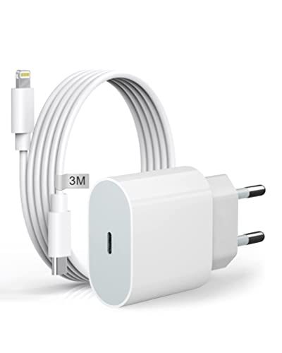 【Apple MFi Certified】 Chargeur Rapide USB C pour iPhone, 20W PD Type C mur Rapide port de chargement avec Câble USB C vers Lightning de 10 pieds Compatible avec iPhone13/12/11/XS/X/XR/SE/8/7/iPad