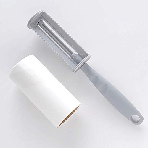 Image of House of Quirk Lint Rollers Reusable Sticky Picker Cleaner Roller with Pet Hair Remover Brush 10cm Sheet 60 Sheets 1 Roll + 1 Pet Brush (Multi Leaf)