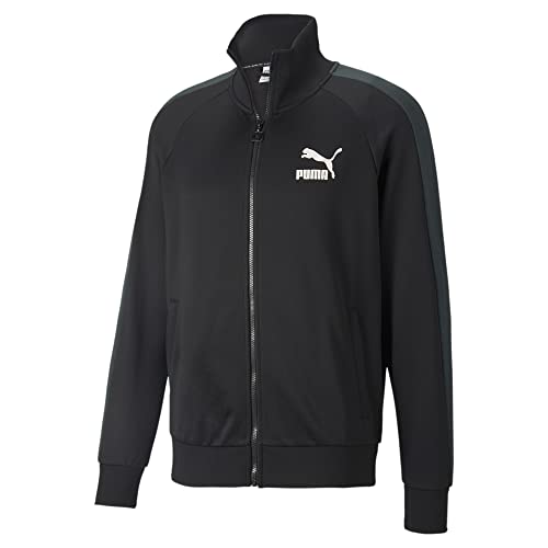 Image of PUMA Men's Iconic T7 Track Jacket, Black /Green Gables, 4X-Large