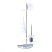 Produktbild Relaxdays, Chrom Garnitur universal, Rollenhalter, WC-Bürste mit Behälter, Ablage, 360° drehbare Elemente, 86 cm hoch