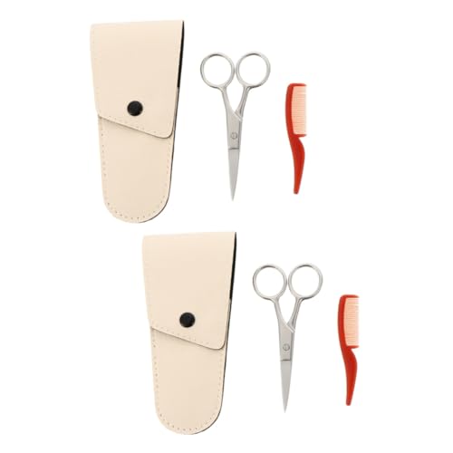 minkissy 2 Sets Pcs Stainless Steel Nose Hair Clippers for Men Beard Comb Kit Eyebrows Eyelashes Trimmer Scissor Eyebrow Trimmer