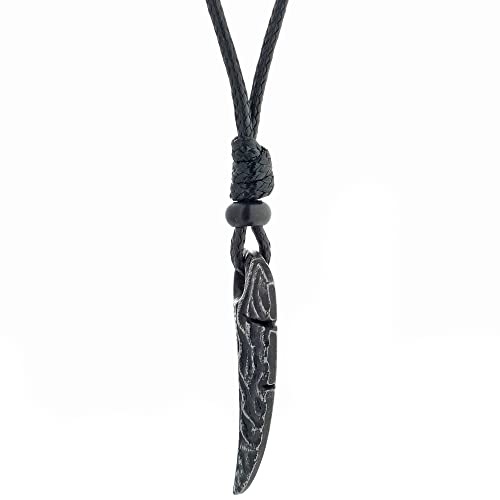 Metro Jewelry Stainless Steel Shark Tooth Pendant for Men with Black Ion Plating 24 Inches Long Leather Cord with Lobster Claw3