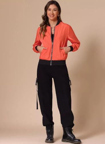 Image of TAGAS Women's Solid Bomber Jacket - Lightweight Zip-Up Stylish Casual Wear - Full Sleeve Windcheater for Girls & Women