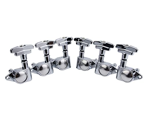 Guyker 3R3L Chrome Guitar Tuning Pegs Tuner Machine Heads - 1:21 Sealed Art Deco Rotomatic Tuners With Imperial Style Head Replacement #TOP26