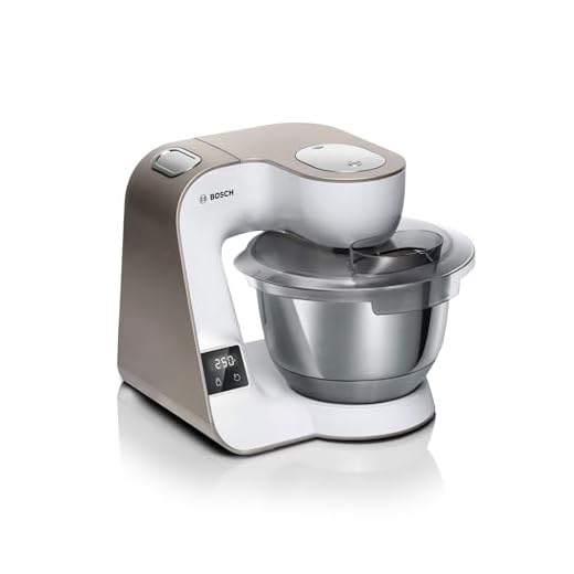 Bosch MUM5XW20 MUM 5 - Robot de cocina, báscula integrada, cuenco grande de acero inoxidable (3.9 L), juego profesional de pastelería, trituradora, color blanco/champán, 1000 W
