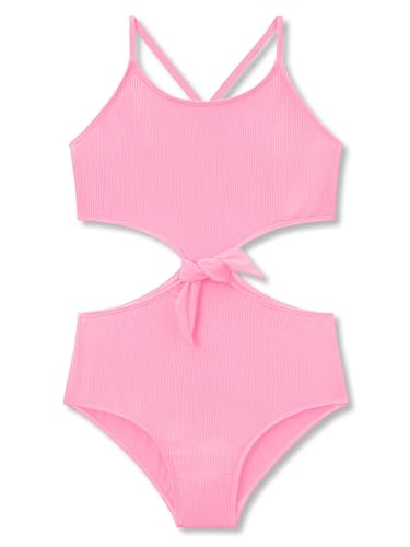 Image of Dvenki Girls Cutout One Piece Swimsuit Adjustable Straps Sizes 6X-16