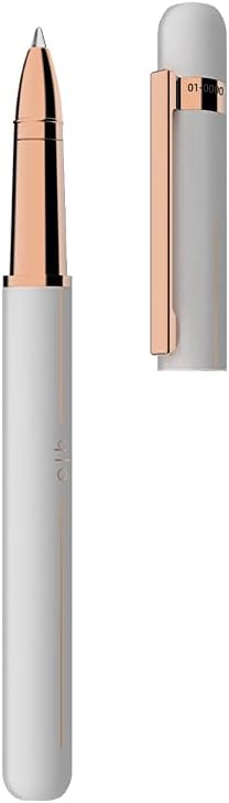 Otto Hutt D03 009-18800 Rollerball Pen Brass/Steel White/Rose Gold 14 cm Refill Size M Blue Font Colour Multicoloured