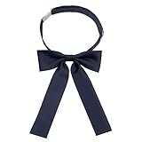 Mantieqingway Bow Ties for Women/Girls, Pre-tied Adjustable Bowties Solid Color Polyester Bow Tie for School Uniform Shirt (Navy Blue)