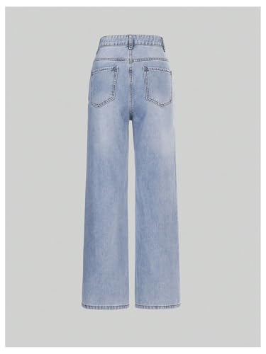 GORGLITTER Girl's Jeans High Waisted Straight Leg Denim Pants with Pockets2