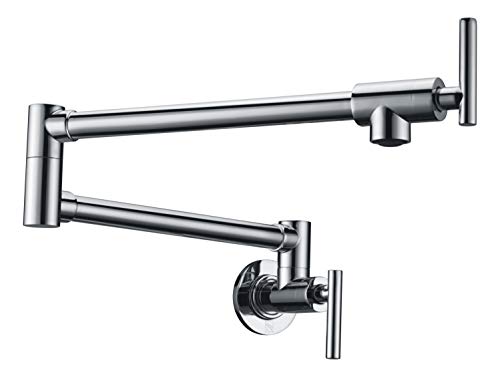 ANZZI 8.5 in. Braccia Series 4 GPM Double Handle Wall Mounted Brass Interior Pot Filler in Polished Chrome Finish | KF-AZ258CH