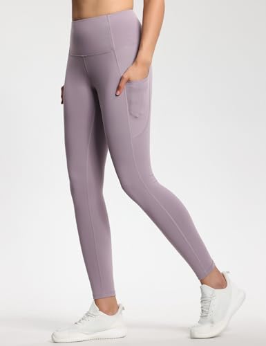 Image of THE GYM PEOPLE Thick High Waist Yoga Pants with Pockets, Tummy Control Workout Running Yoga Leggings for Women