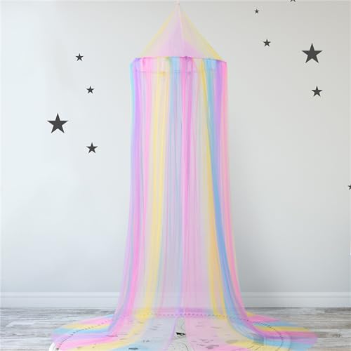 image for Comtelek Mosquito Net Bed Canopy for Girls,Rainbow Canopy Bed Curtains