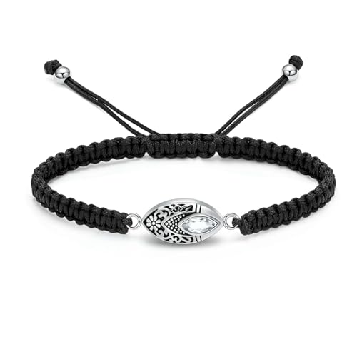 Bracelet d'urne pour cendres en cristal blanc et corde tressée réglable
