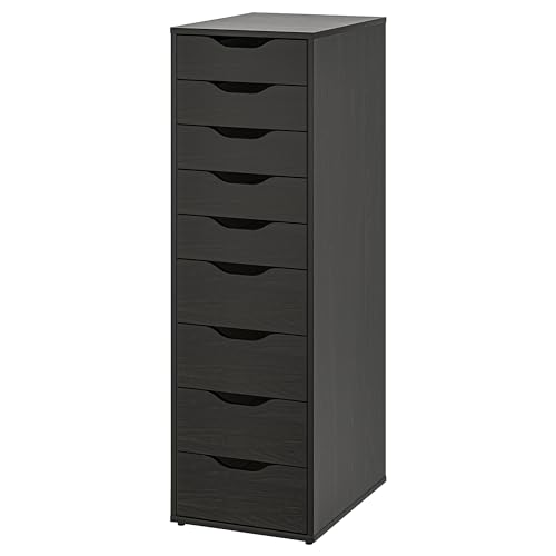 Cajonera ALEX con 9 cajones, 36 x 116 cm, negro-marrón