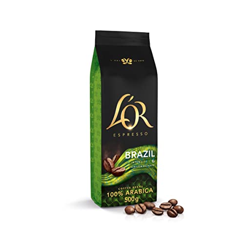 L'OR - Espresso Coffee Beans - Brazil - Intensity 6 - Whole Coffee Beans 500g (Pack of 1)