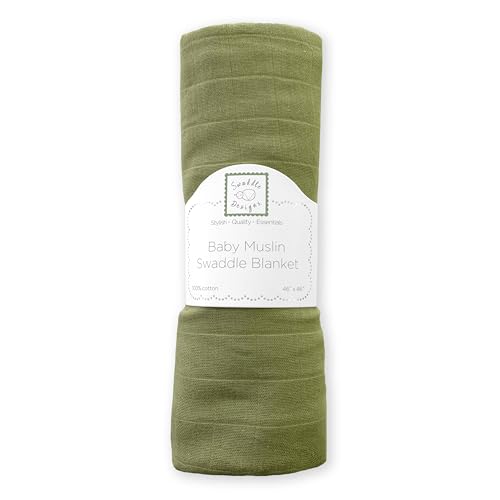 Image of SwaddleDesigns Cotton Muslin Swaddle Blanket, Receiving Blanket for Baby Boys & Girls, Best Registry Gift, 46x46 inches, Green Turtle