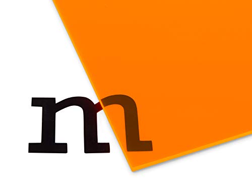 Modulor Verre acrylique GS coloré, multi-usages et fluorescent, plaque en verre acrylique pour objets lumineux et éclairages, plaque acrylique de 3 mm d'épaisseur de 12 x 24,5 cm, orange transparent Cover