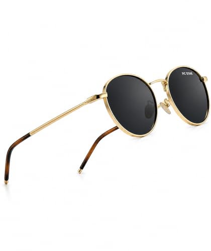 Round Sunglasses for Men & Women | UV Protected Black Lens | Prem...