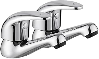 JASSFERRY Chrome Pair of Basin Taps Hot and Cold Water Bathroom Sink Tap Top Lever Handle 1/2" Faucets, Set of 2