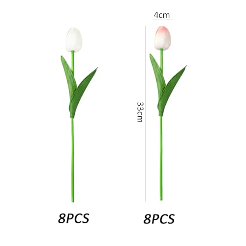 KVBUCC 16 Pieces Artificial Tulips, Artificial Tulip Bouquet, Wedding Flower Arrangement Decoration - Image 2