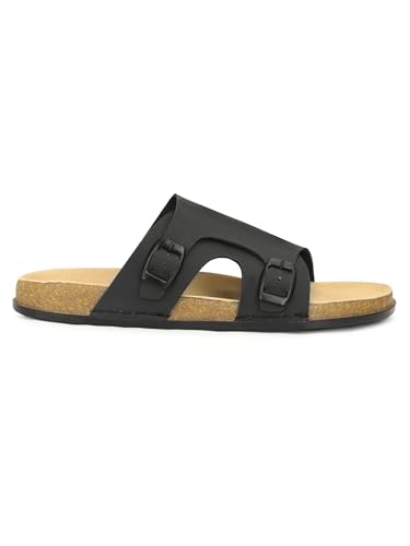 Image of Men Full Cover Double Buckle Slippers | Covered Slip-On Sandals for Men | Comfortable Footwear | Adjustable Strap Rubber Sandals | Anti-Slip Sole Slippers