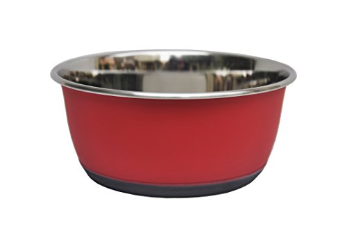 TYROL - Ciotola in acciaio inox antiscivolo opaco per gatti, cane/animali da compagnia, grande, 20.5 cm, colore: Rosso