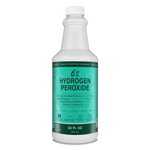 MAXTITE 6% Hydrogen Peroxide Solution 32 Fl Oz - Food-Grade H2O2 & Water - Versatile Multi-Surface Cleaner for Kitchen Bath & Laundry - 2X Concentrated - HDPE Bottle w/Child-Safe Cap - Made in USA