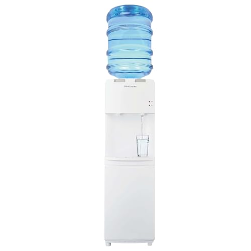 Frigidaire EFWC498, Top Load Hot & Cold Water Cooler Dispenser for Home, Garage, Dorm, RV & Cottage, 3 and 5 Gallon Bottles, 11' D x 11.5' W x 36' H, White