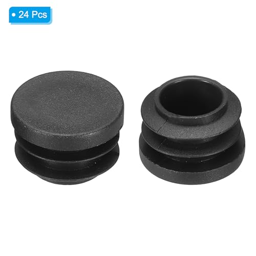 Image of PATIKIL 3 /4 inch Plastic Tubing End Caps, 24Pcs Round Hole Plug Insert for Round Iron Pipe Chair Leg Table Bookshelves Patio Furniture, Black